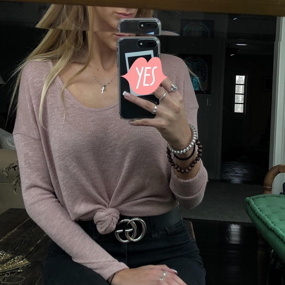 Plum pink, light weight long sleeve sweater